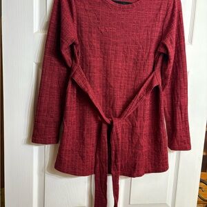 Red Textured Long Sleeve Top with Tie Maternity Small NWOT